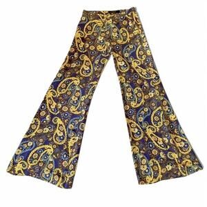 Goldsign 100% Silk Paisley Wide Leg Pants, New w/ Tags 24, Stunning